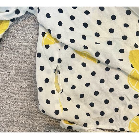 Lovers + Friends Mikayla Lemon Polka Dot Balloon Sleeve Wrap Blouse SZ S - Picture 11 of 11